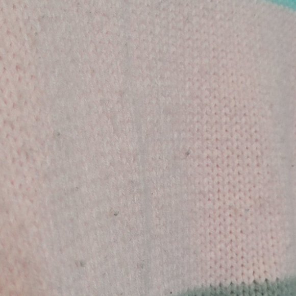 Vintage Pastel Stripe Sweater 80s Retro Shoulder Pads Size Small WORDS - Picture 4 of 8